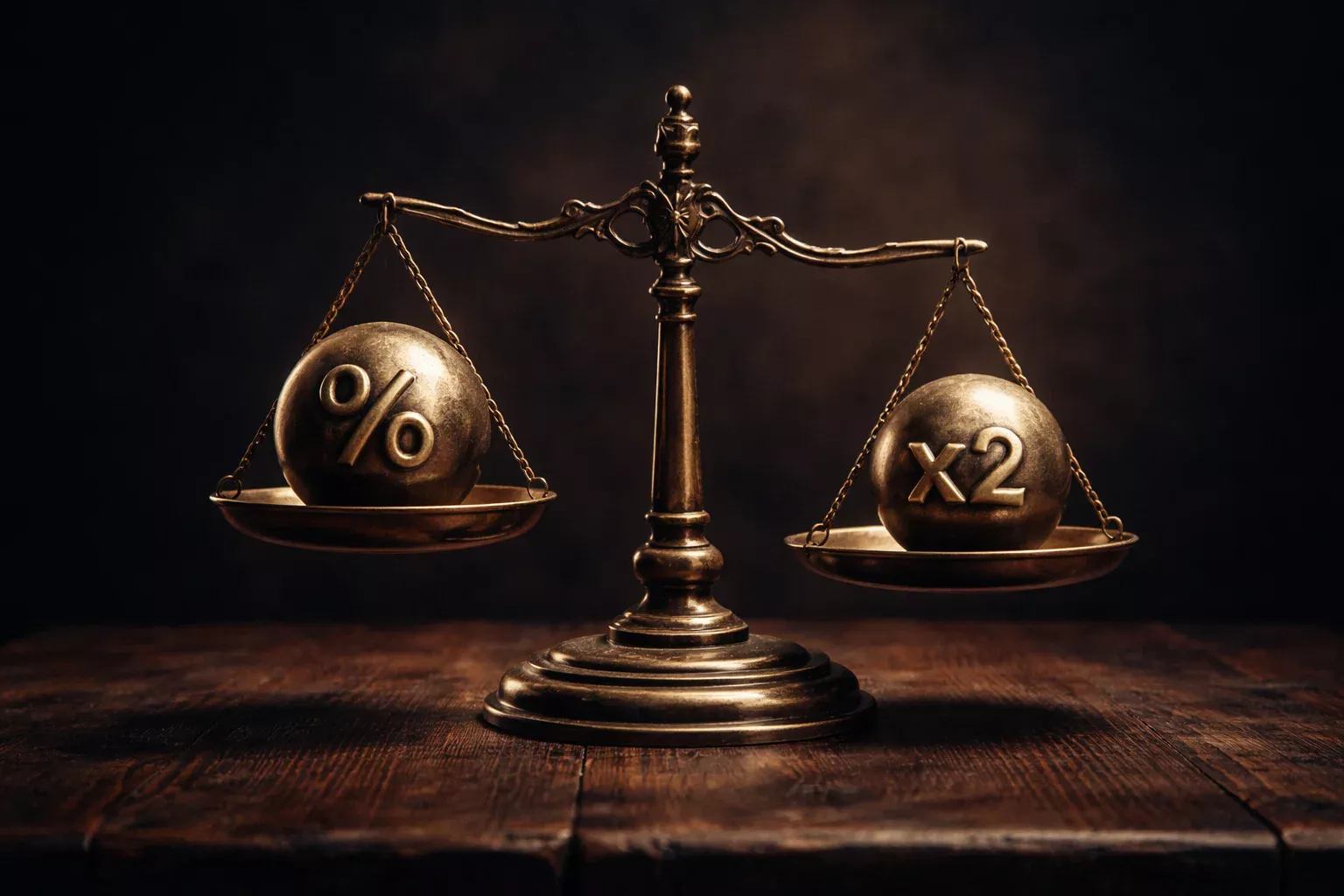 Balanza equilibrando cuotas de apuestas con probabilidades reales en un lado y percibidas en el otro